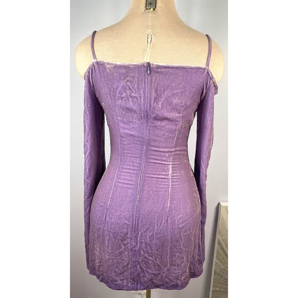 Kim Shui Off the Shoulder Velvet Cutout Mini Dress in Lilac Size Small - Picture 7 of 9